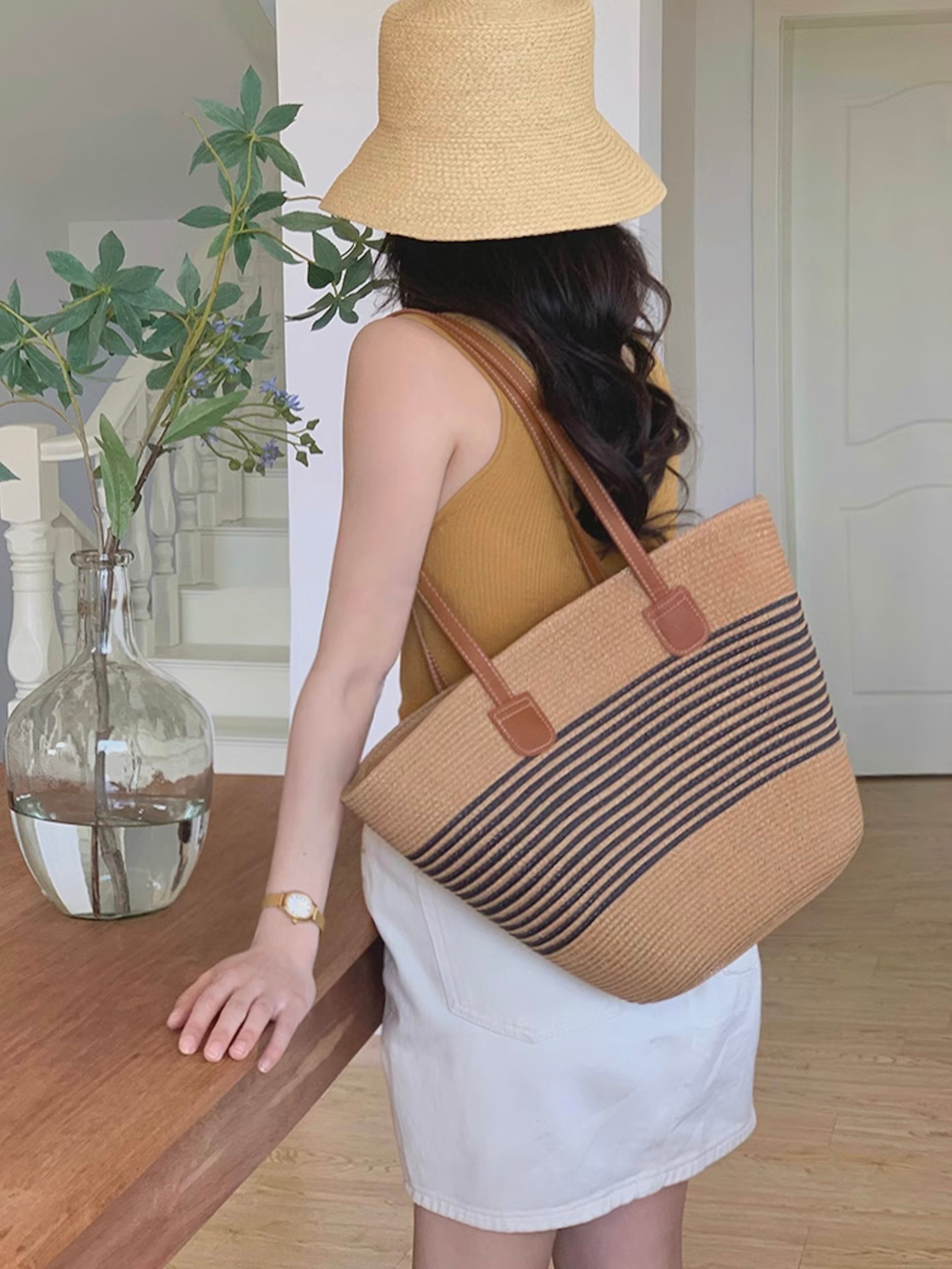 Straw Summer Tote Beach Basket Bag
