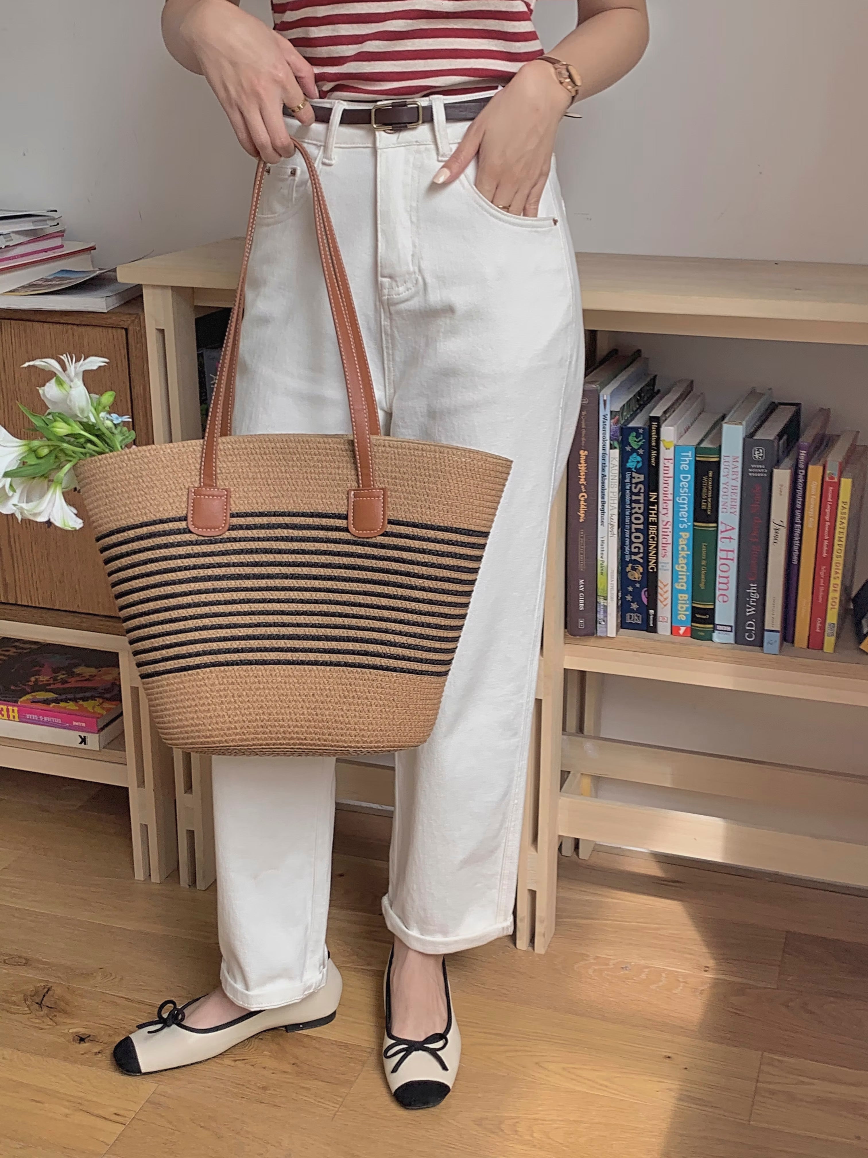 Straw Summer Tote Beach Basket Bag