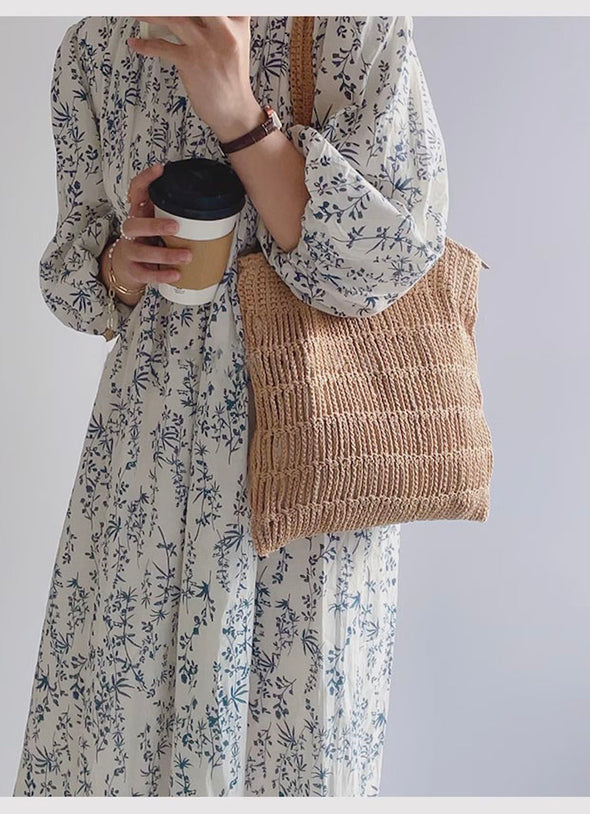 Elena Handbags Retro Cotton Knitted Shoulder Bag Fashion Casual Tote Bag