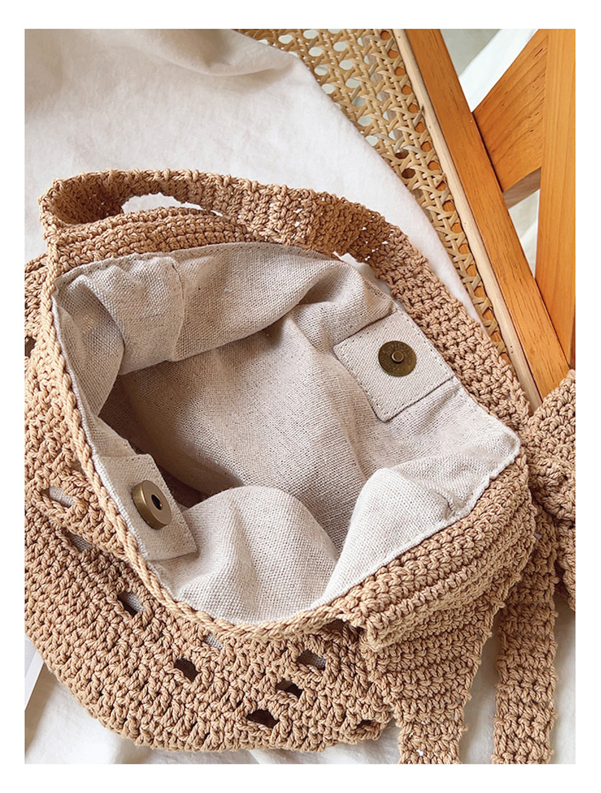 Elena Handbags Crochet Cotton Bucket Shoulder Bag