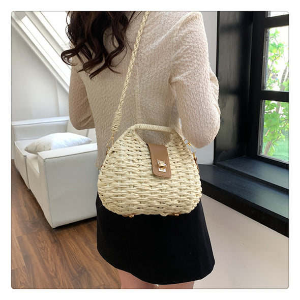 Elena Handbags Straw Shell Shape Crossbody Bag