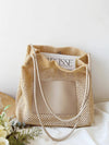 Elena Handbags Straw Woven Shoulder Bag with Leather Accent