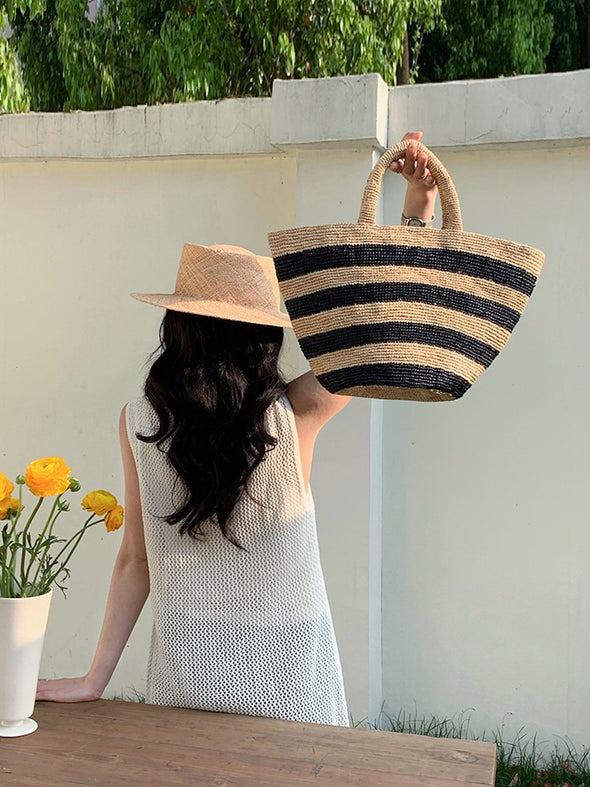 Elena Handbags Summer Fashion Raffia Basket Bag