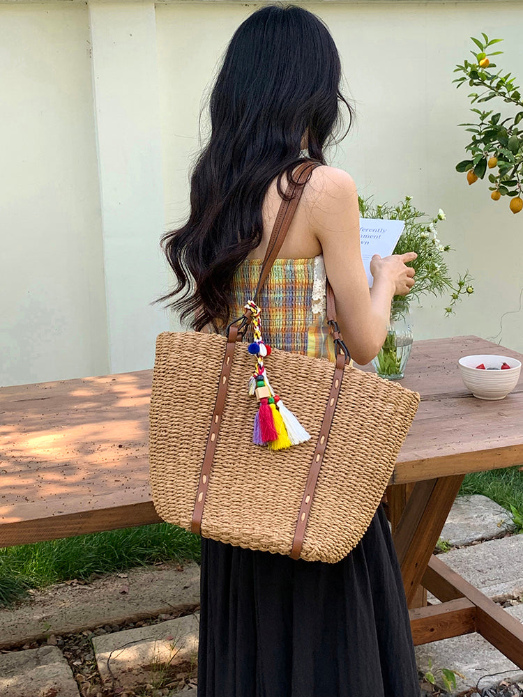 Beach Straw Woven Tote Bag