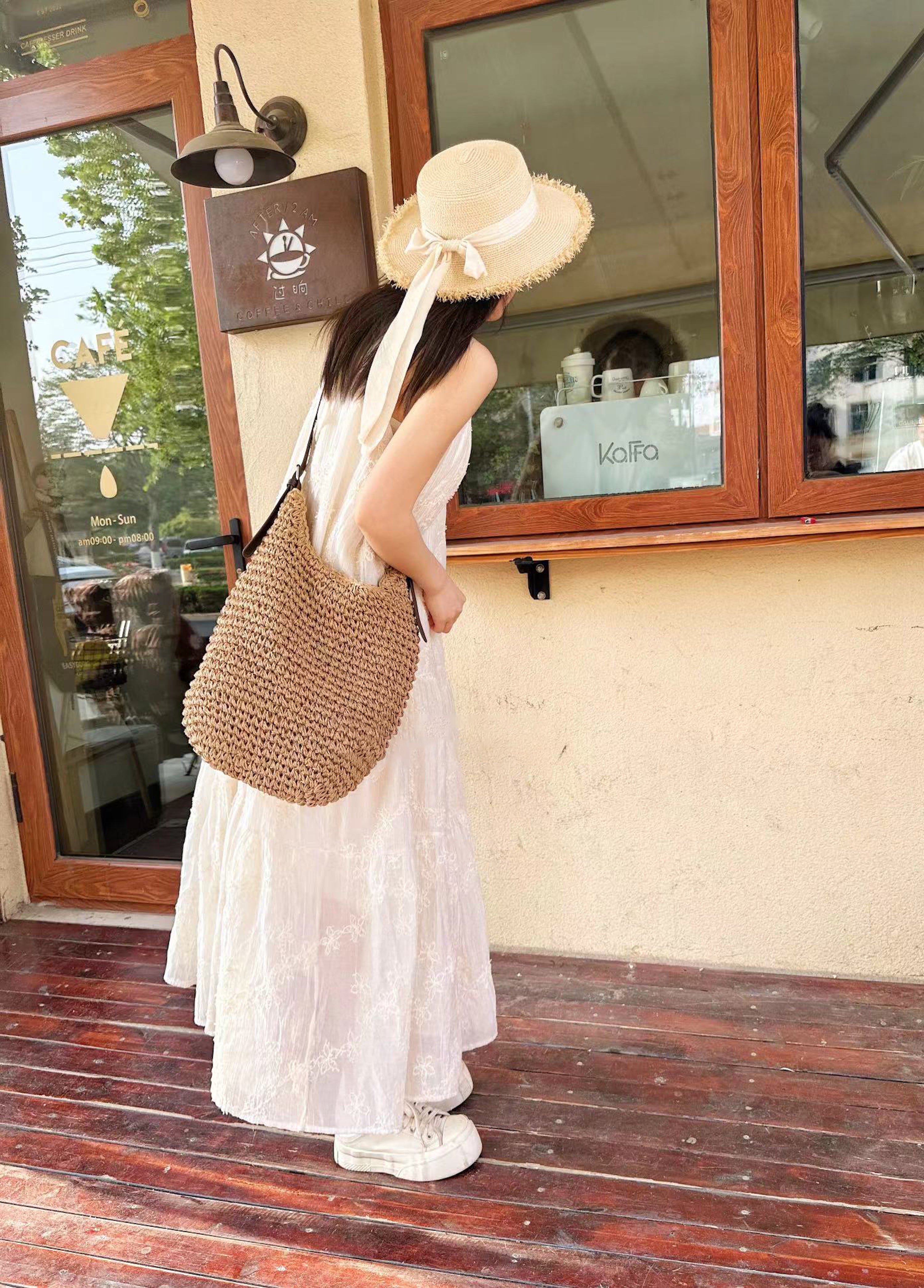 Beach Straw Woven Tote Bag
