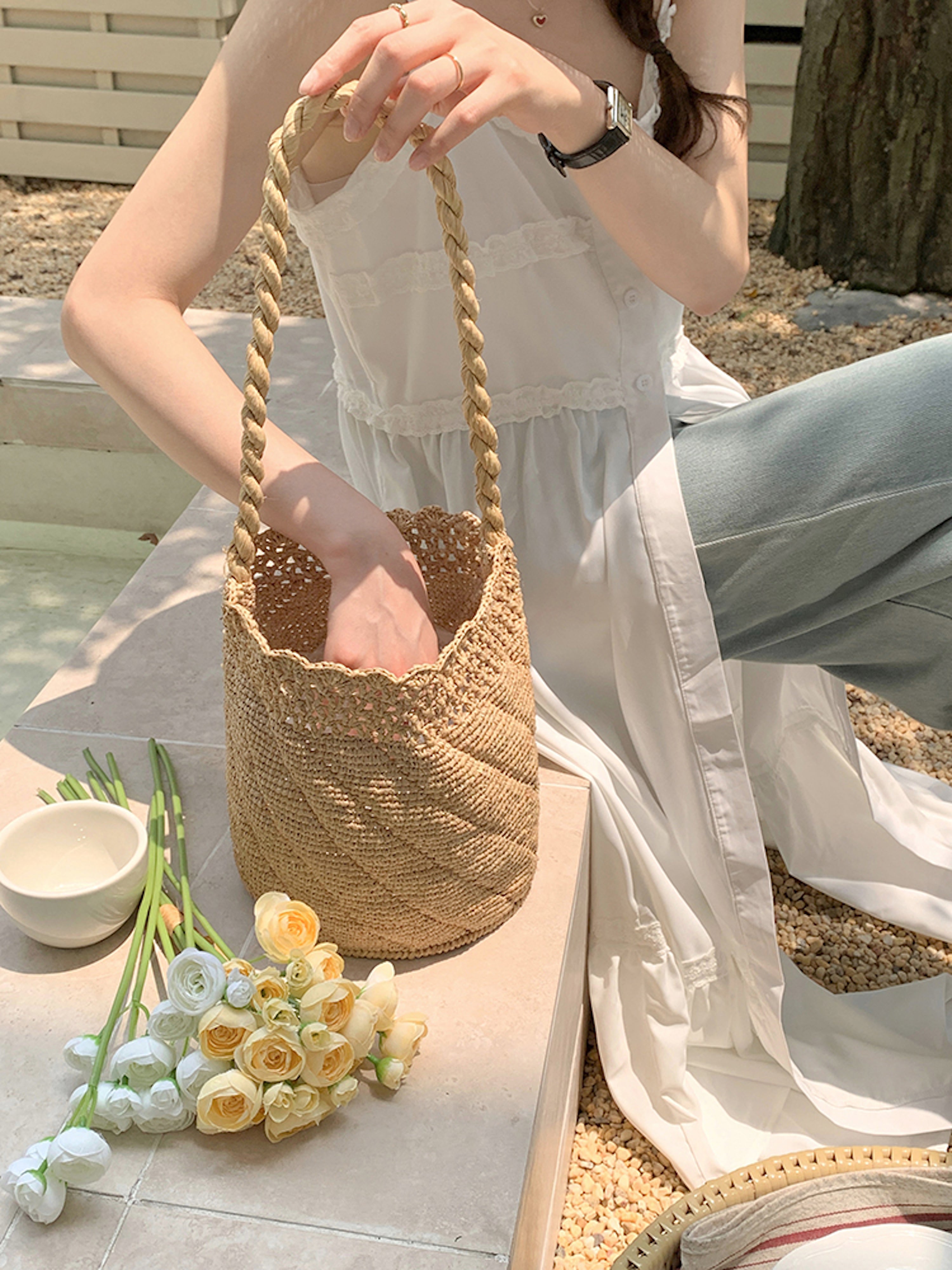 Summer Fashion Raffia Basket Bag