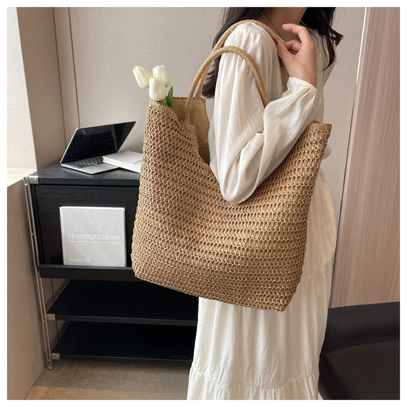 Elena Handbags Retro Straw Woven Tote Bag