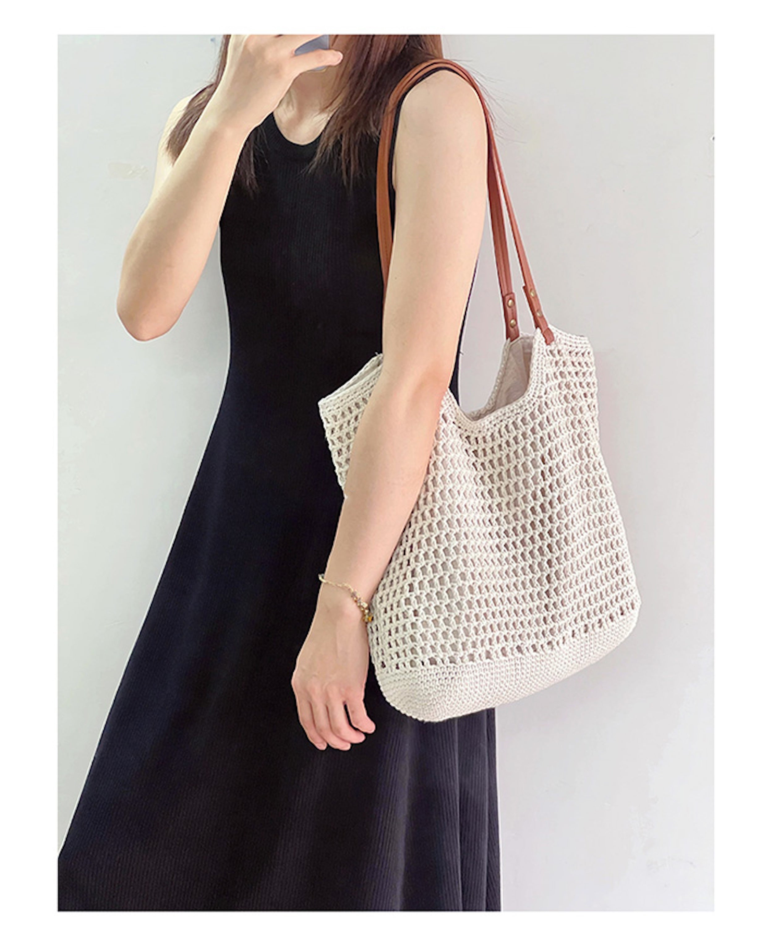 Oversized Cotton Knitted Shoulder Bag