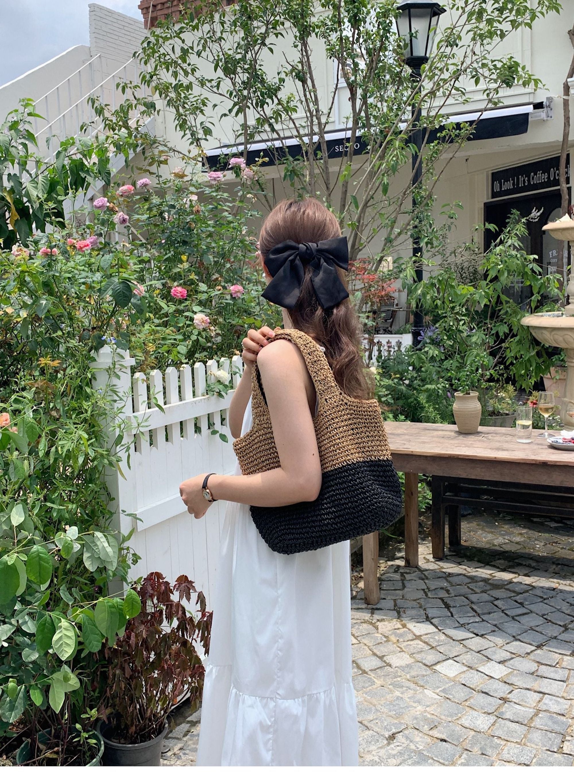 Summer Two Tone Simple Straw Shoulder Bag