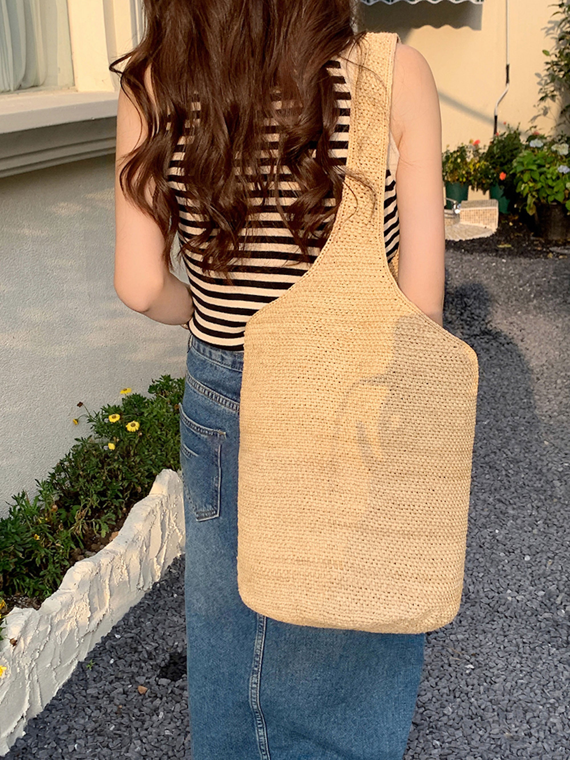 Women's Raffia Straw Basket Shoulder Bag