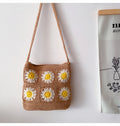 Elena Handbags Handmade Crochet Floral Square Shoulder Bag