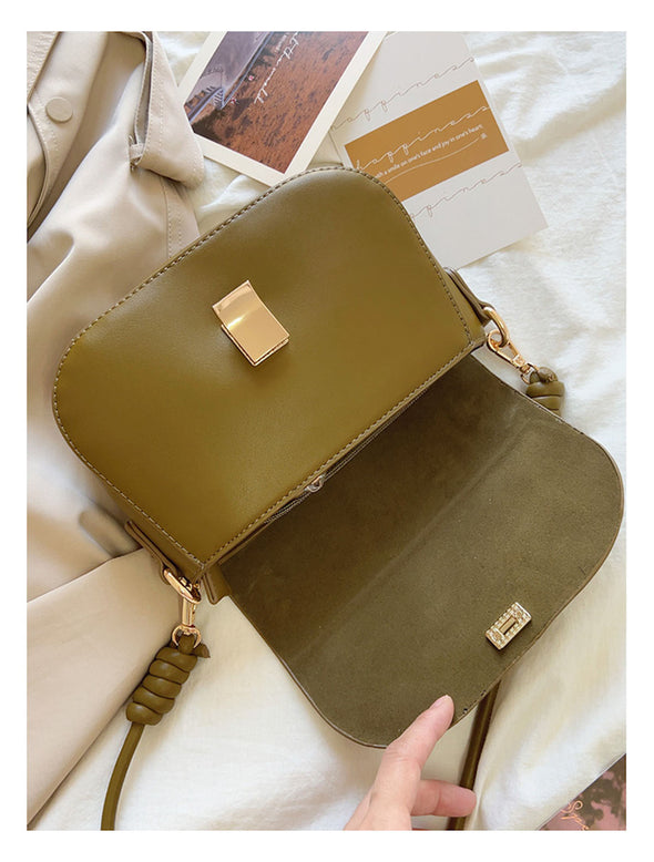 Elena Handbags Leather Saddle Flap Bag with Strap