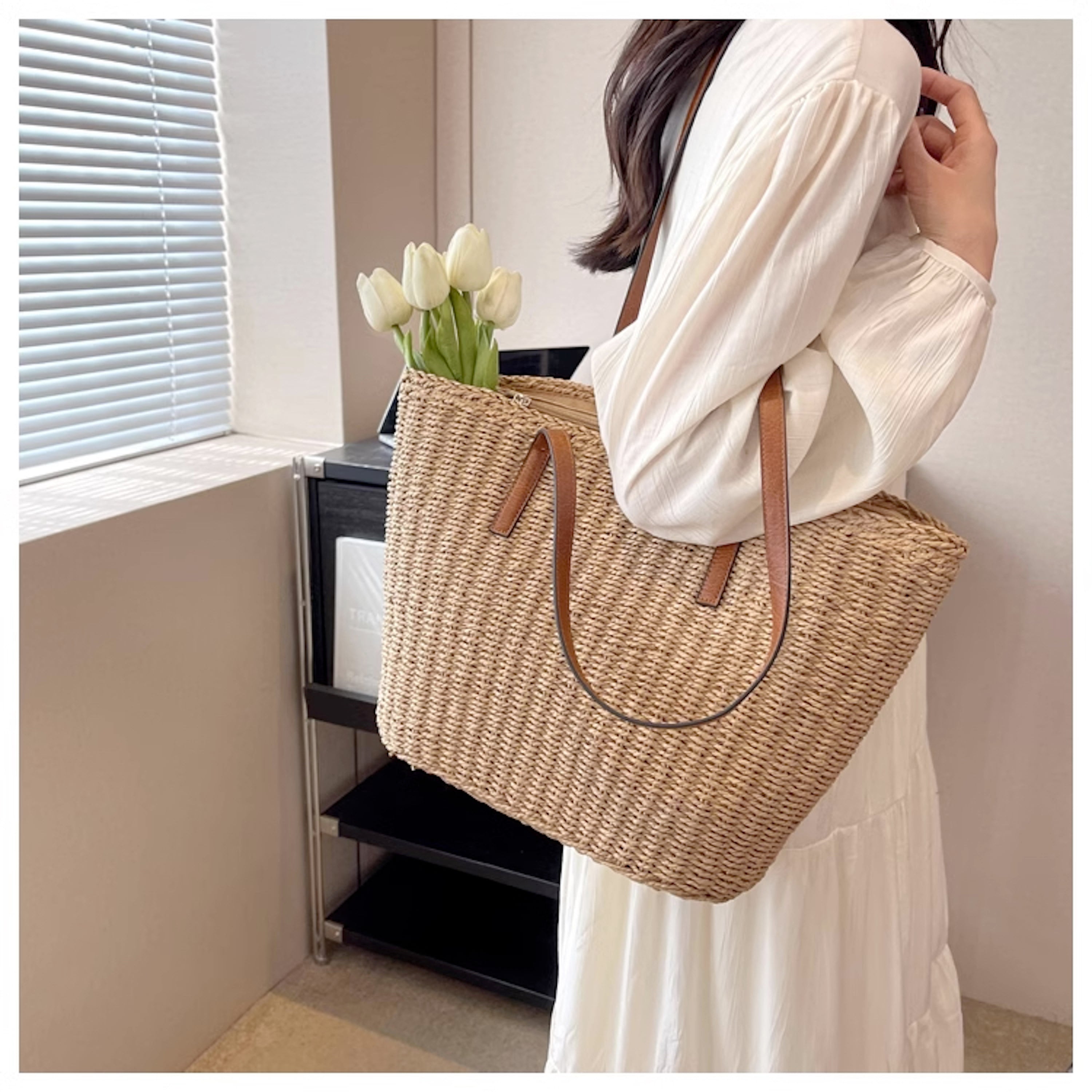 Woven Straw Market Tote Summer Fashion Bag