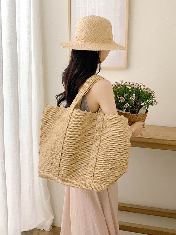 Elena Handbags Soft Raffia Woven Summer Straw Shoulder Bag