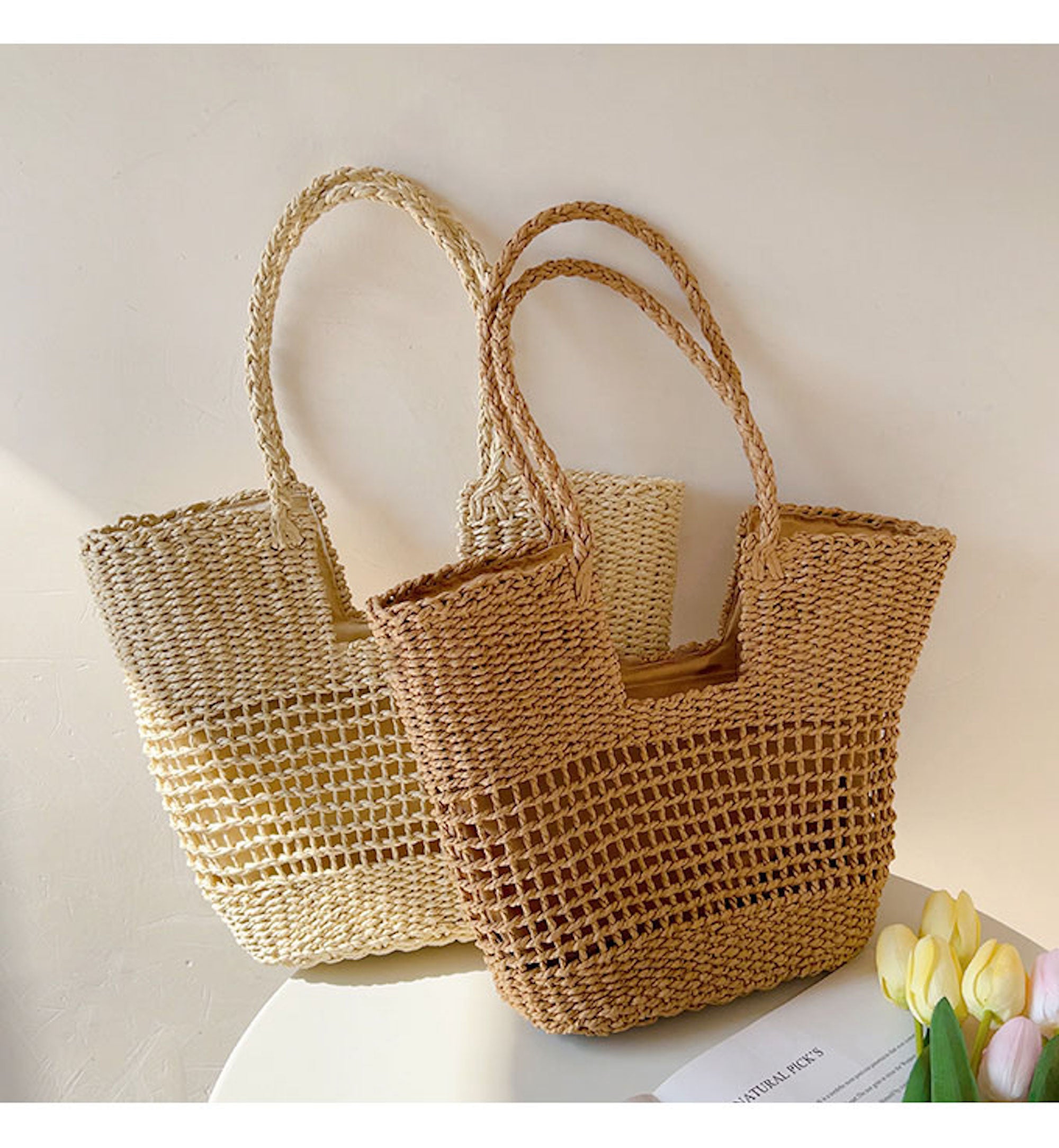 Straw Basket Summer Tote Bag