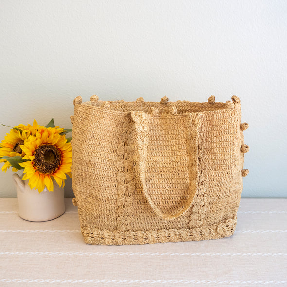 Elena Handbags Soft Raffia Woven Summer Straw Shoulder Bag