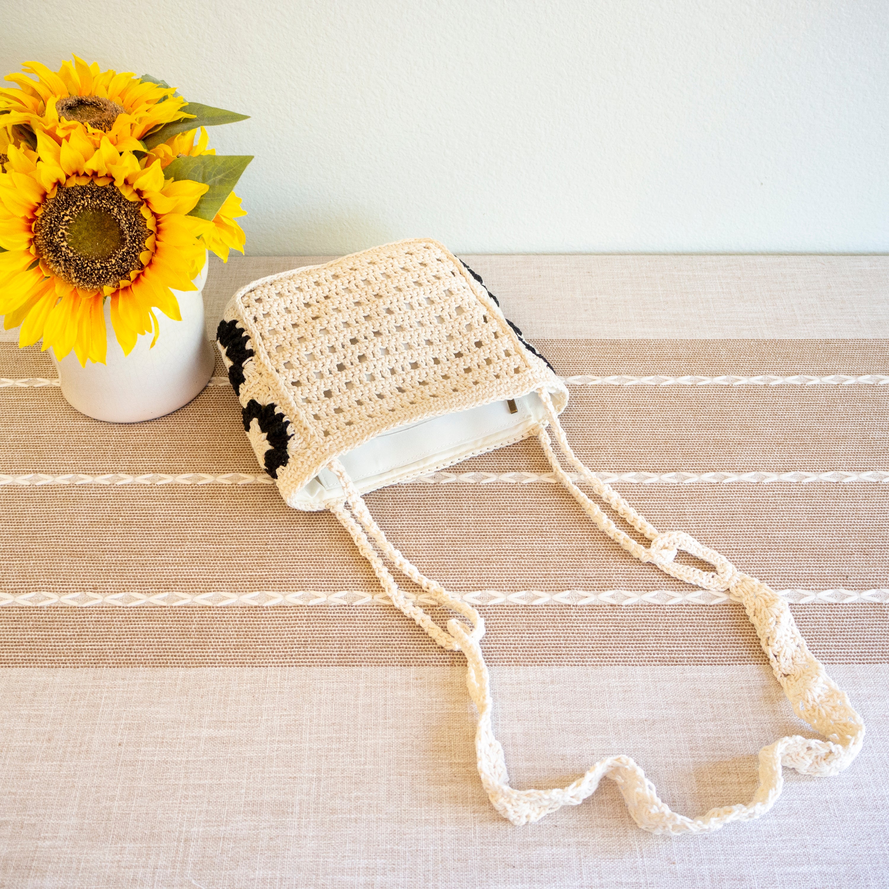 Small Boho Cotton Knitted Shoulder Bag