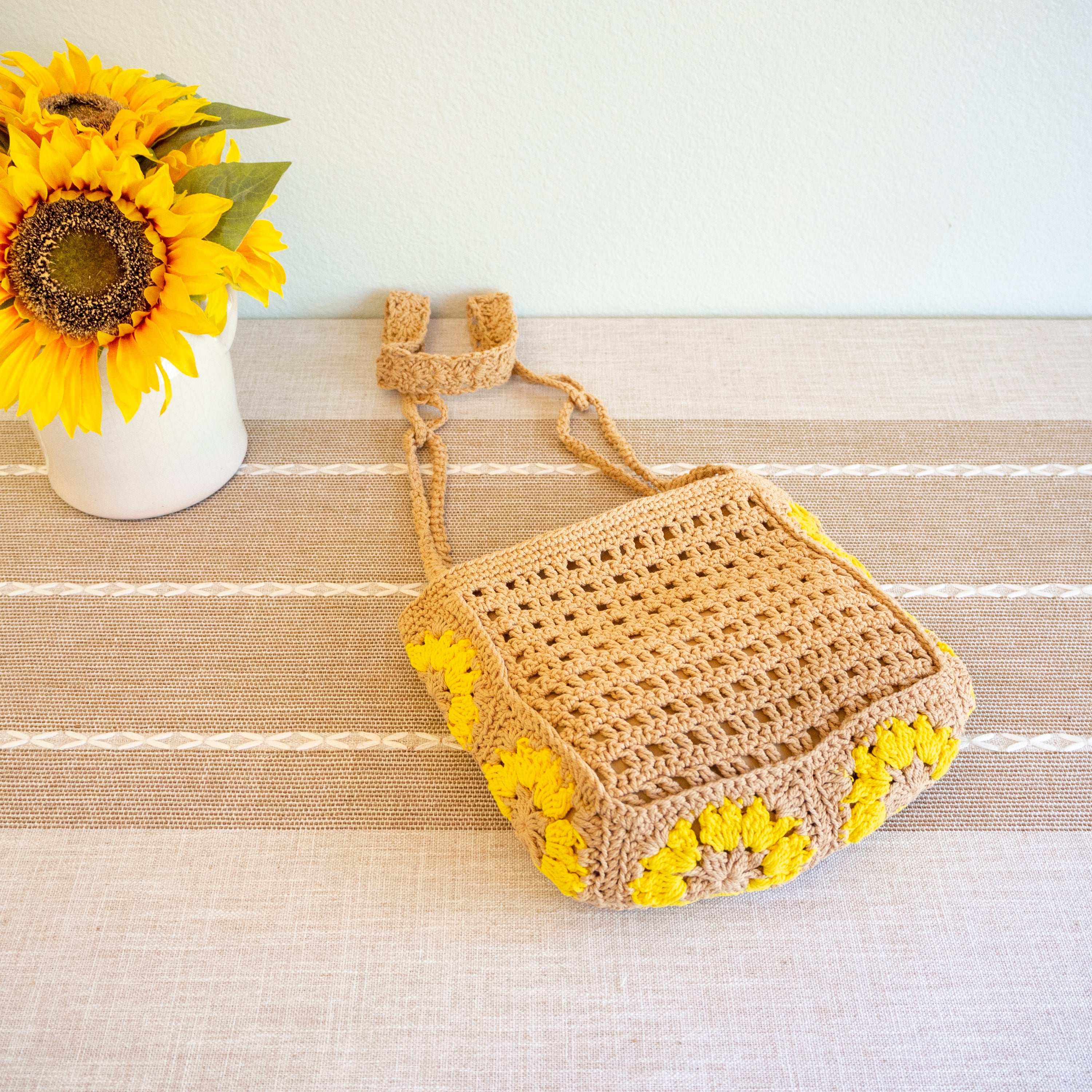 Small Boho Cotton Knitted Shoulder Bag