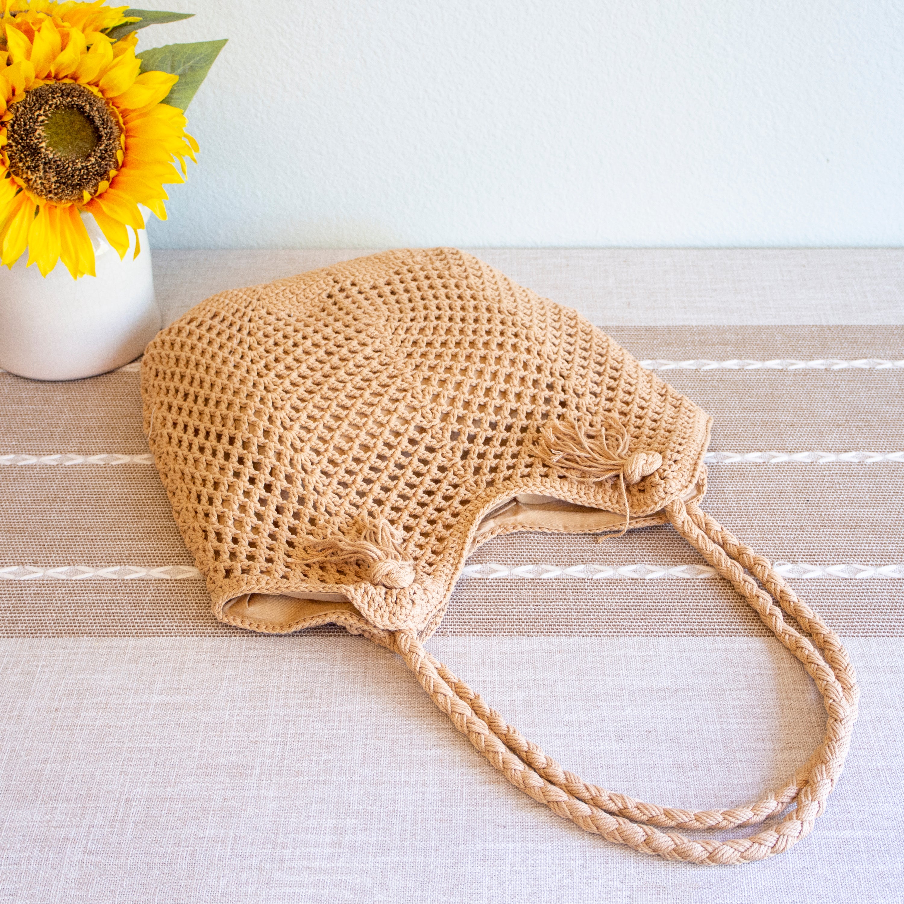 Handmade Crochet Retro Style Tote Bag