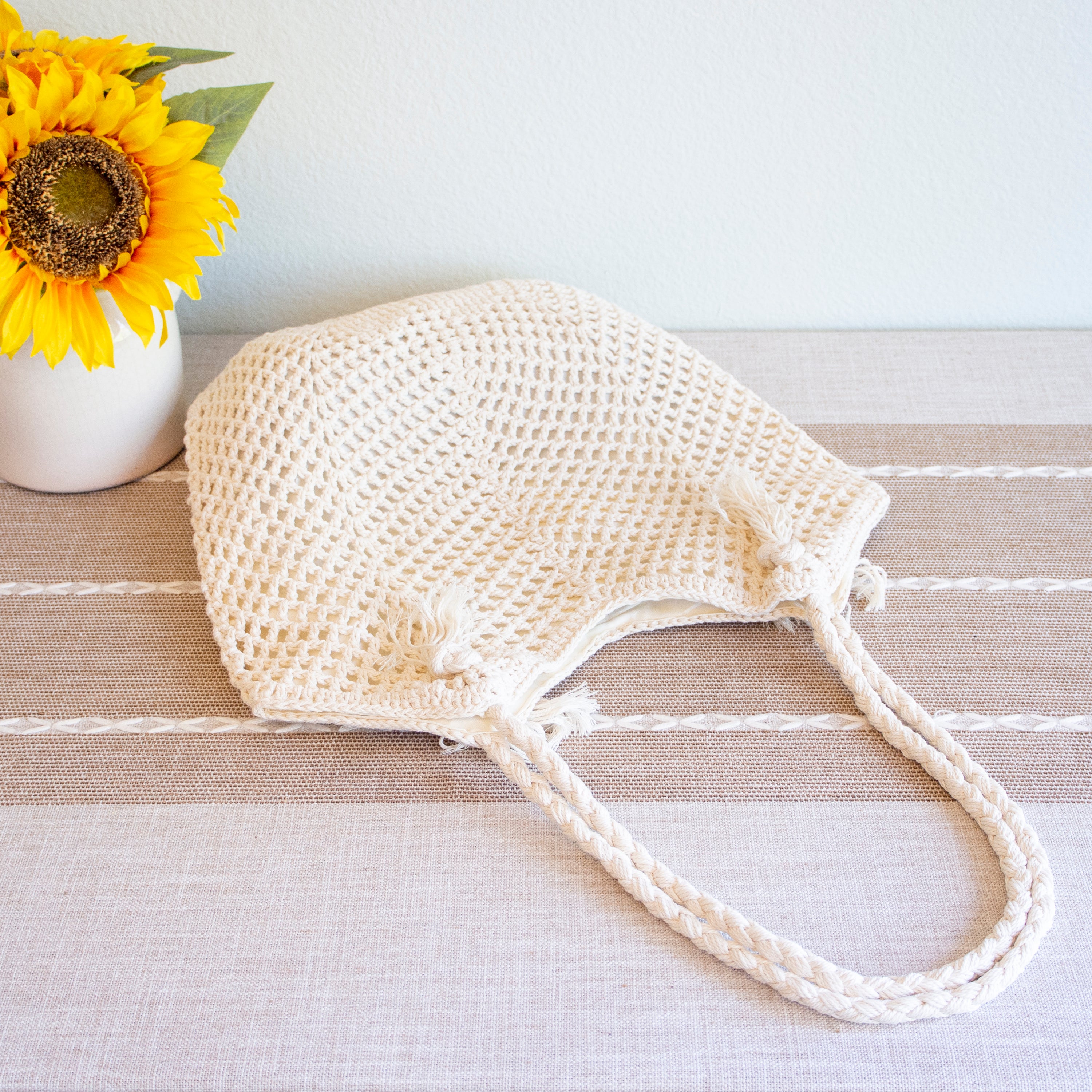 Handmade Crochet Retro Style Tote Bag