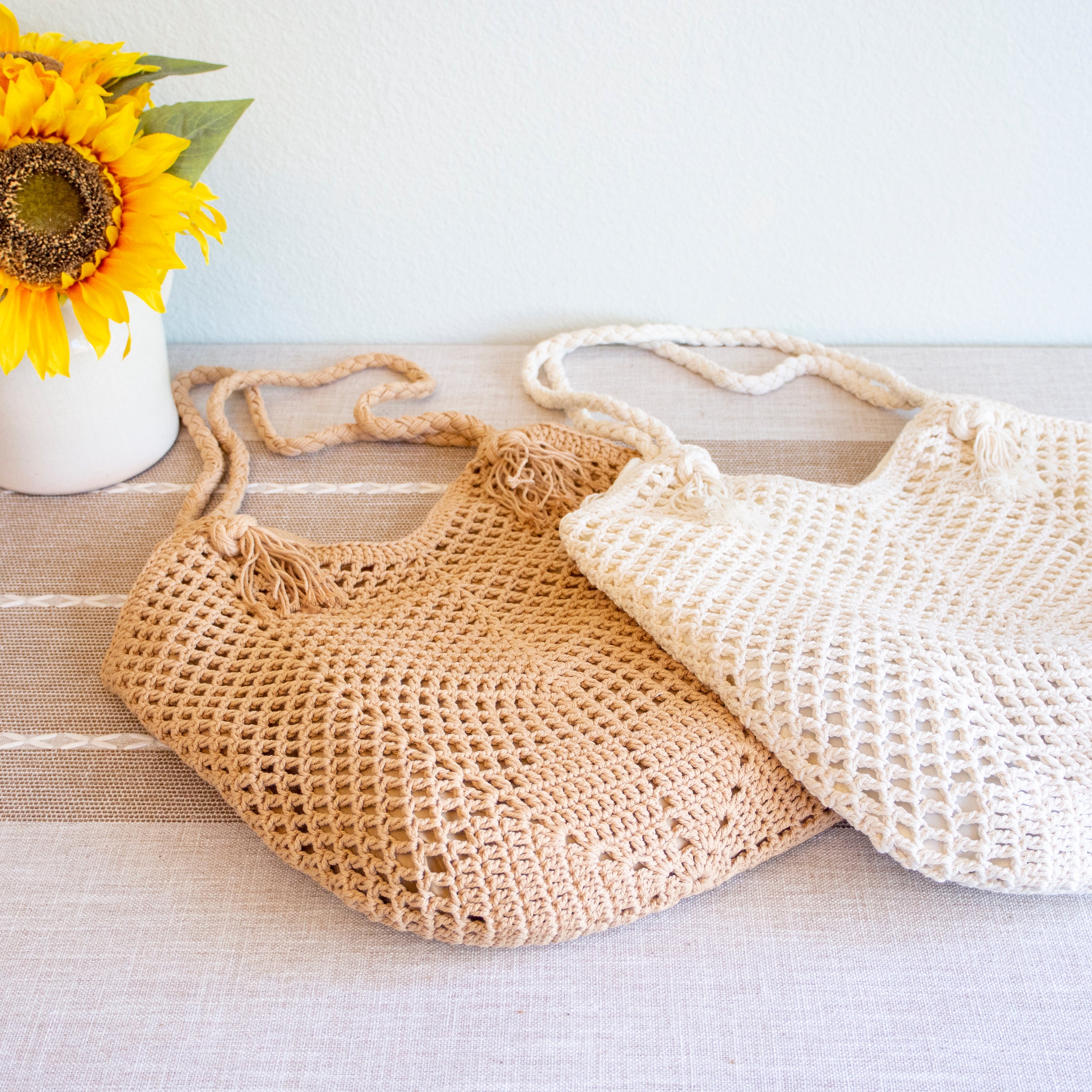 Handmade Crochet Retro Style Tote Bag