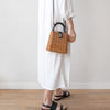 Elena Handbags Rustic Chic Women's Hand Woven Rattan Weave Basket Bag