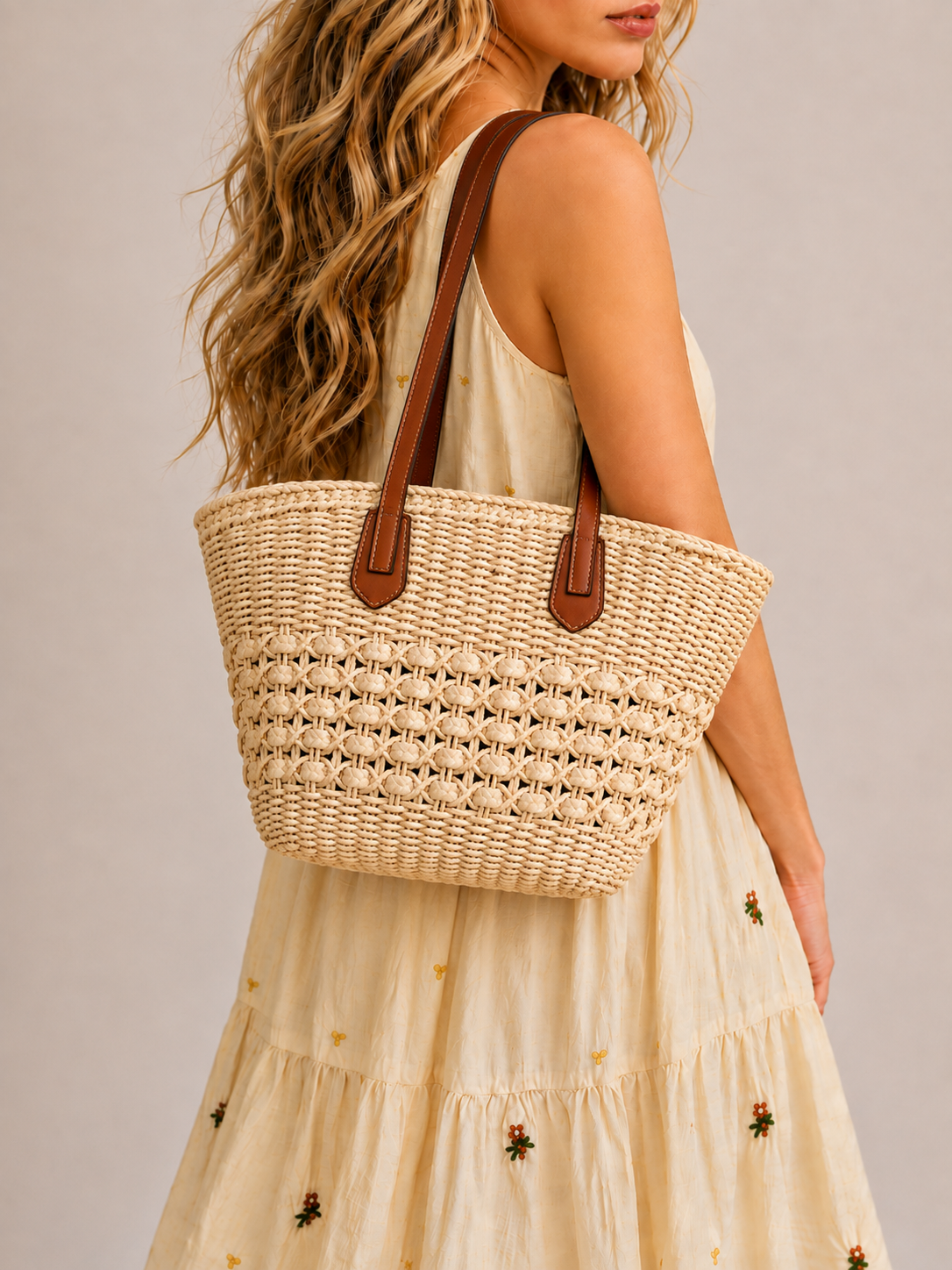 Straw Basket Tote Bag