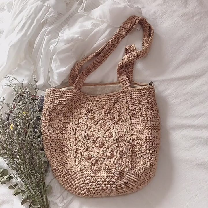 Handmade Cotton Knitted Shoulder Bucket Bag
