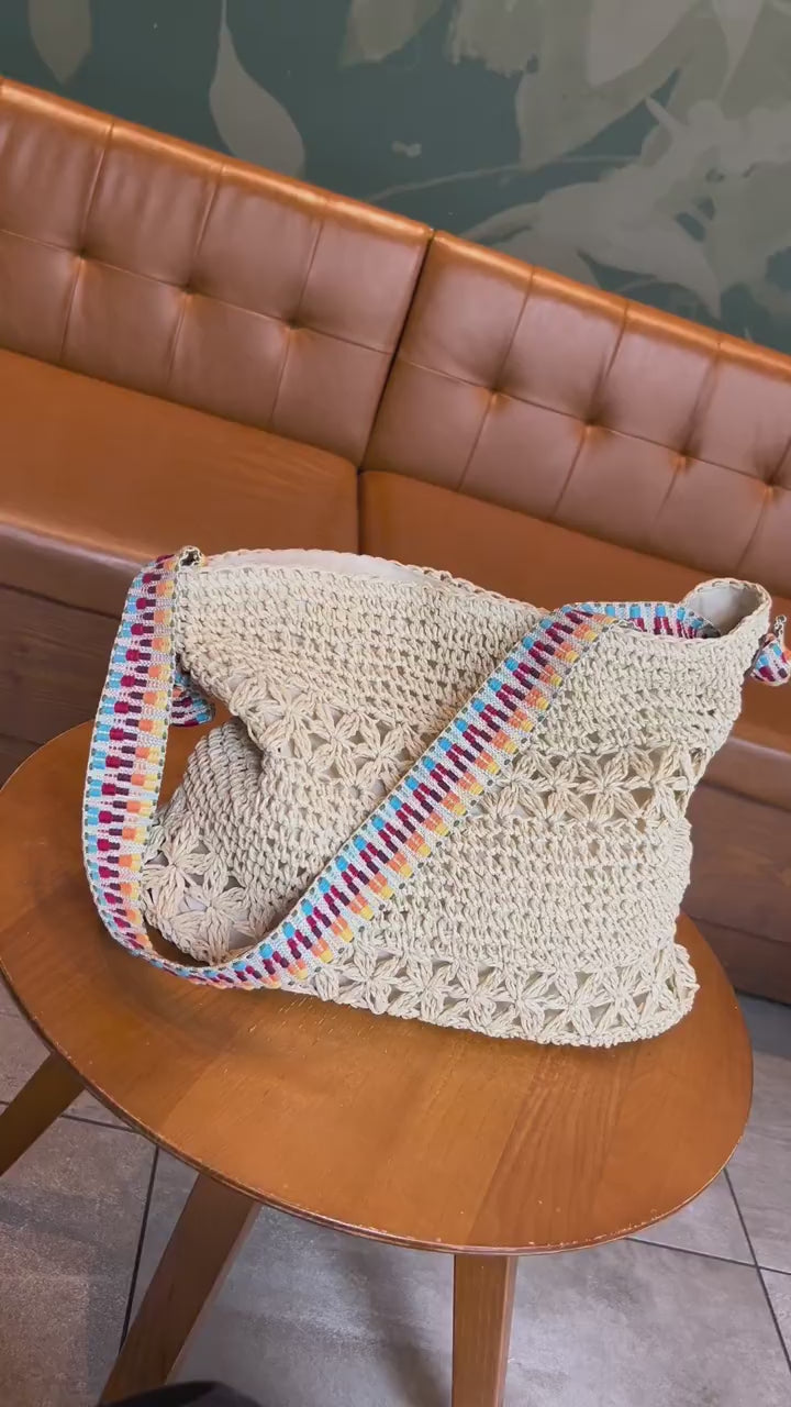 Lightweight Straw Woven Summer Tote