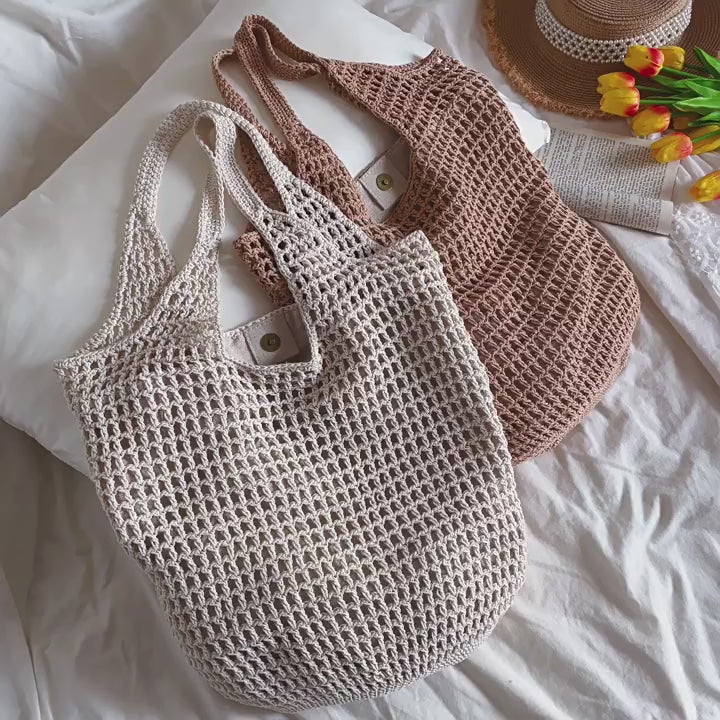 Retro Cotton Knitted Tote Bag