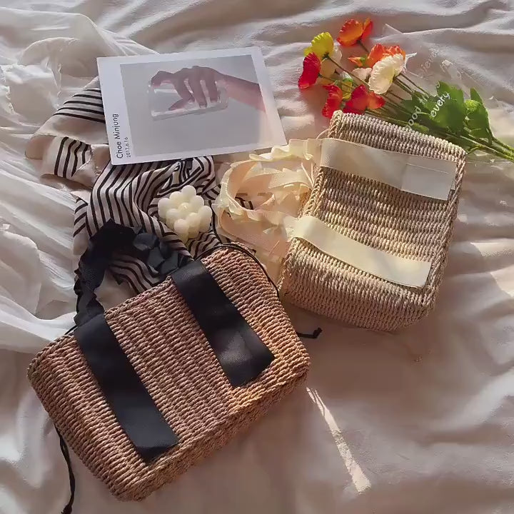 Summer Straw Beach Basket Handbag