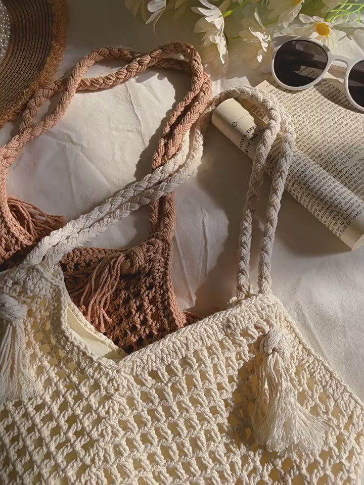 Handmade Crochet Retro Style Tote Bag