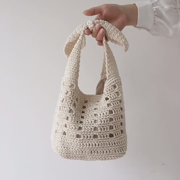 Medium Crochet Cotton Bucket Bag