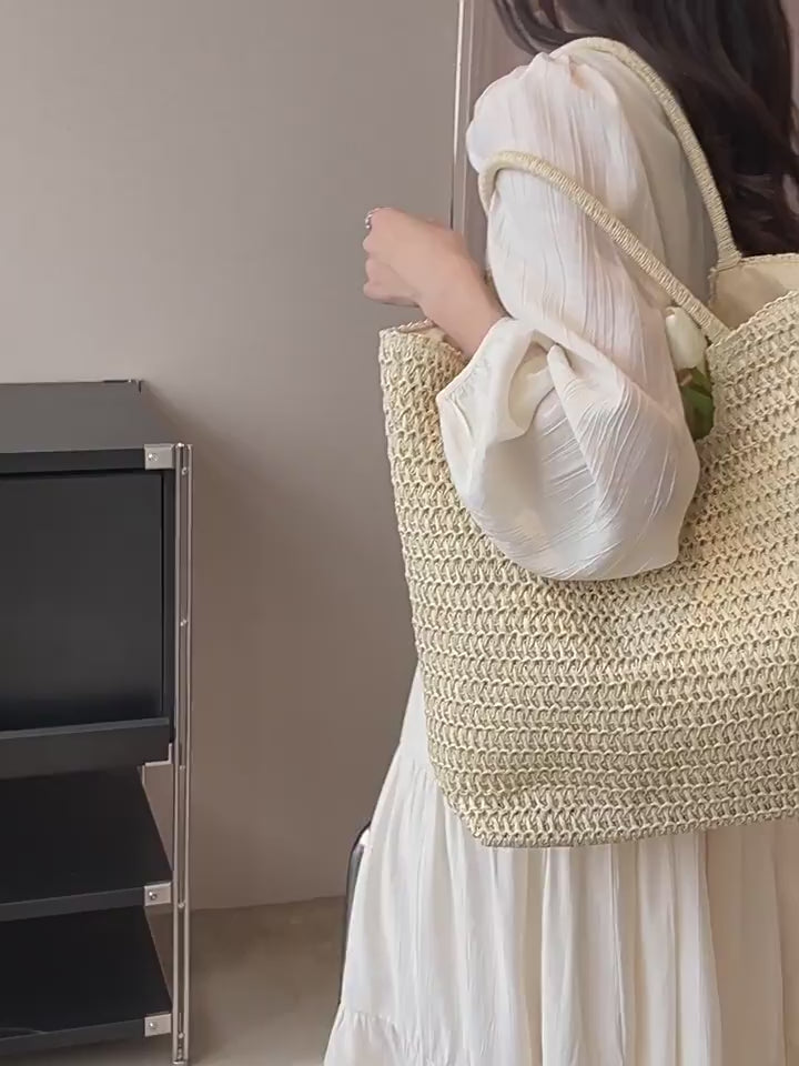 Retro Straw Woven Tote Bag