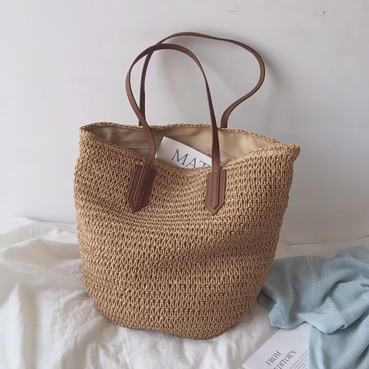 Retro Straw Woven Tote Bag