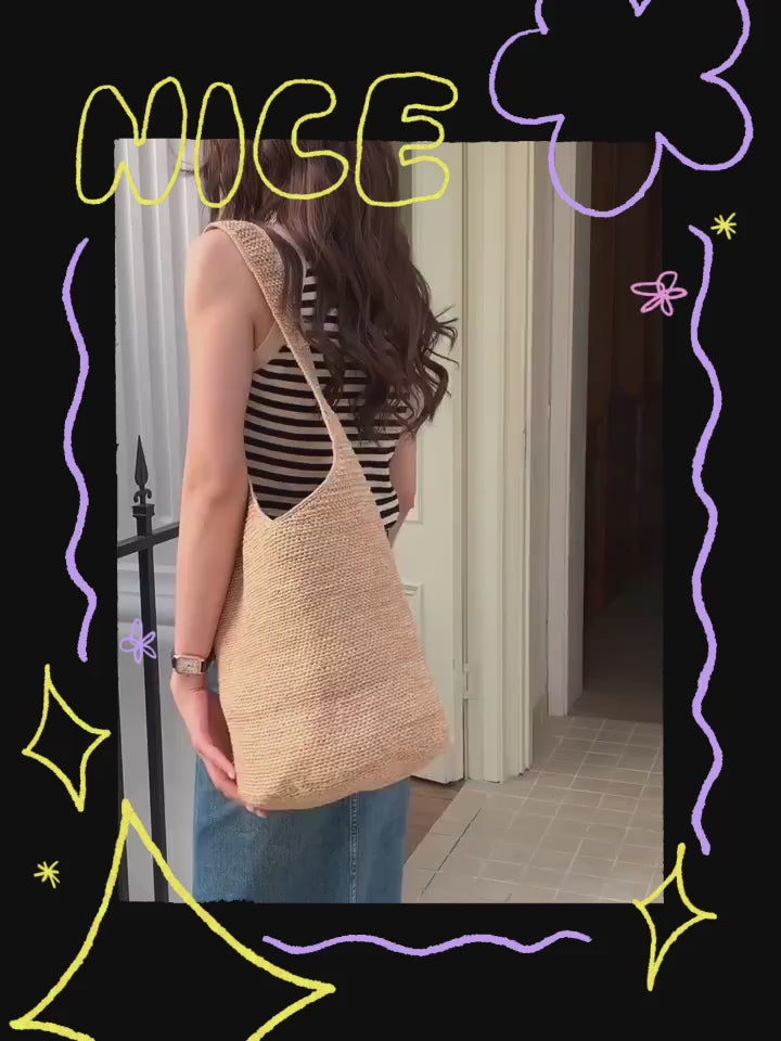 Women's Raffia Straw Basket Shoulder Bag