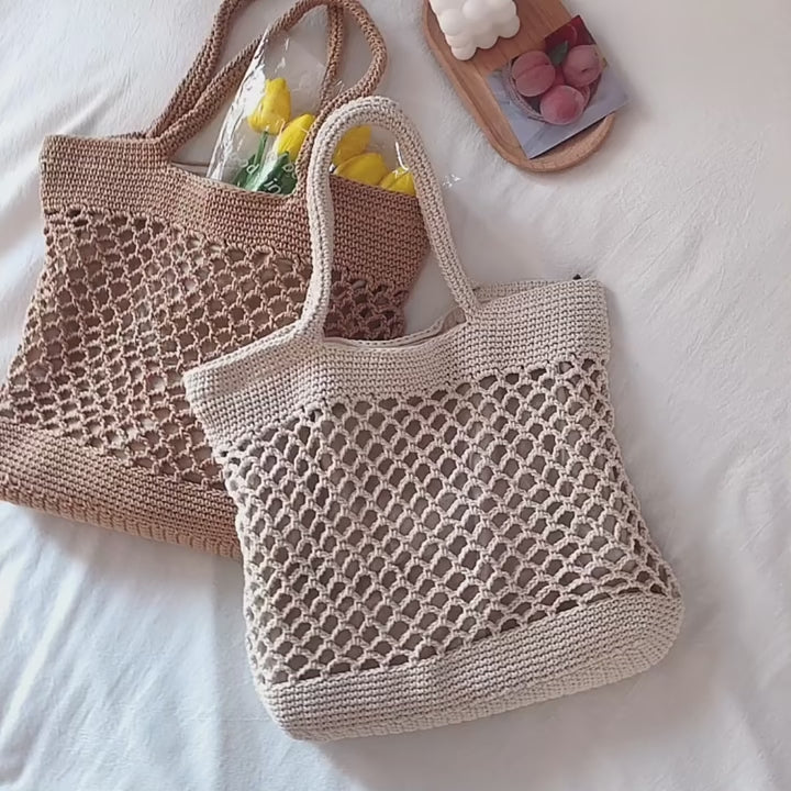 Retro Fish Net Cotton Knitted Shoulder Bag
