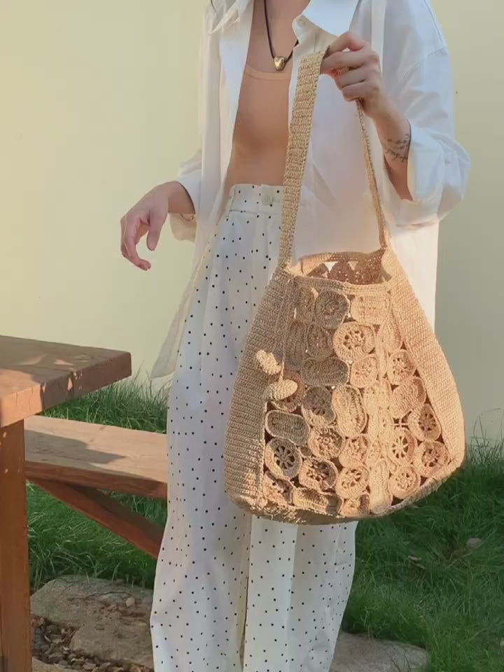 Soft Raffia Woven Summer Straw Shoulder Bag
