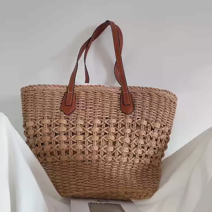 Straw Basket Tote Bag