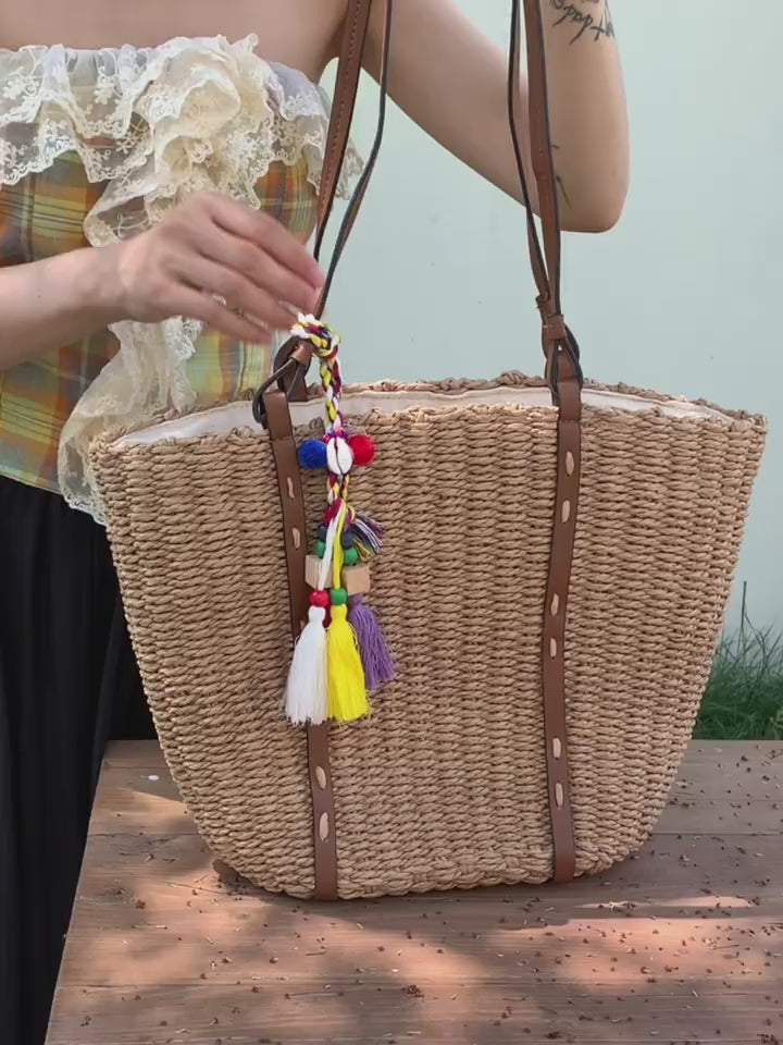 Beach Straw Woven Tote Bag