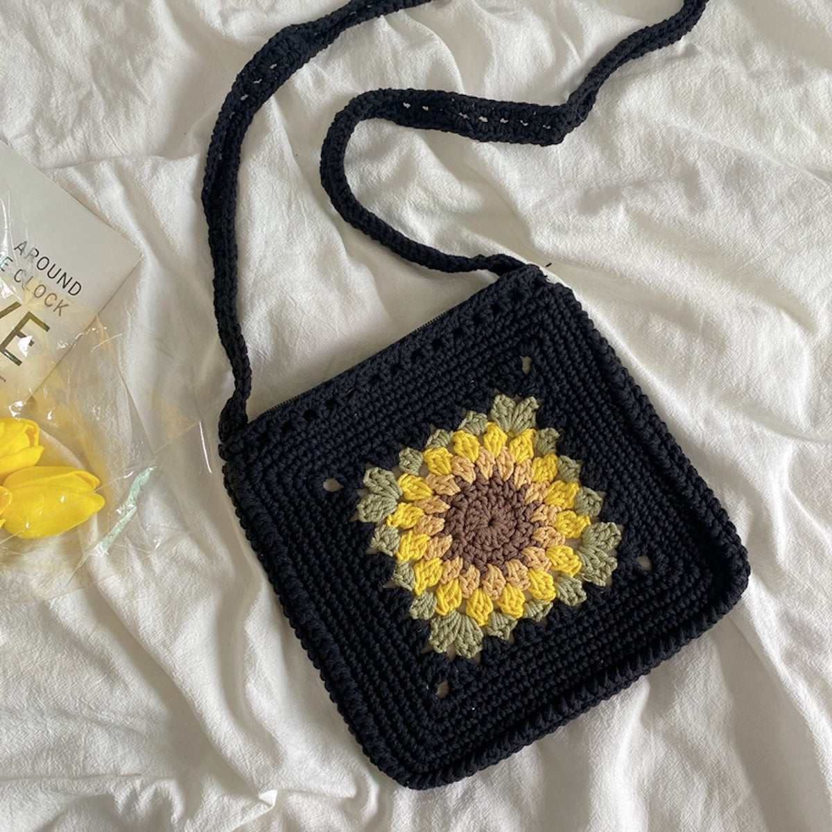 Handmade Crochet Sunflower Purse