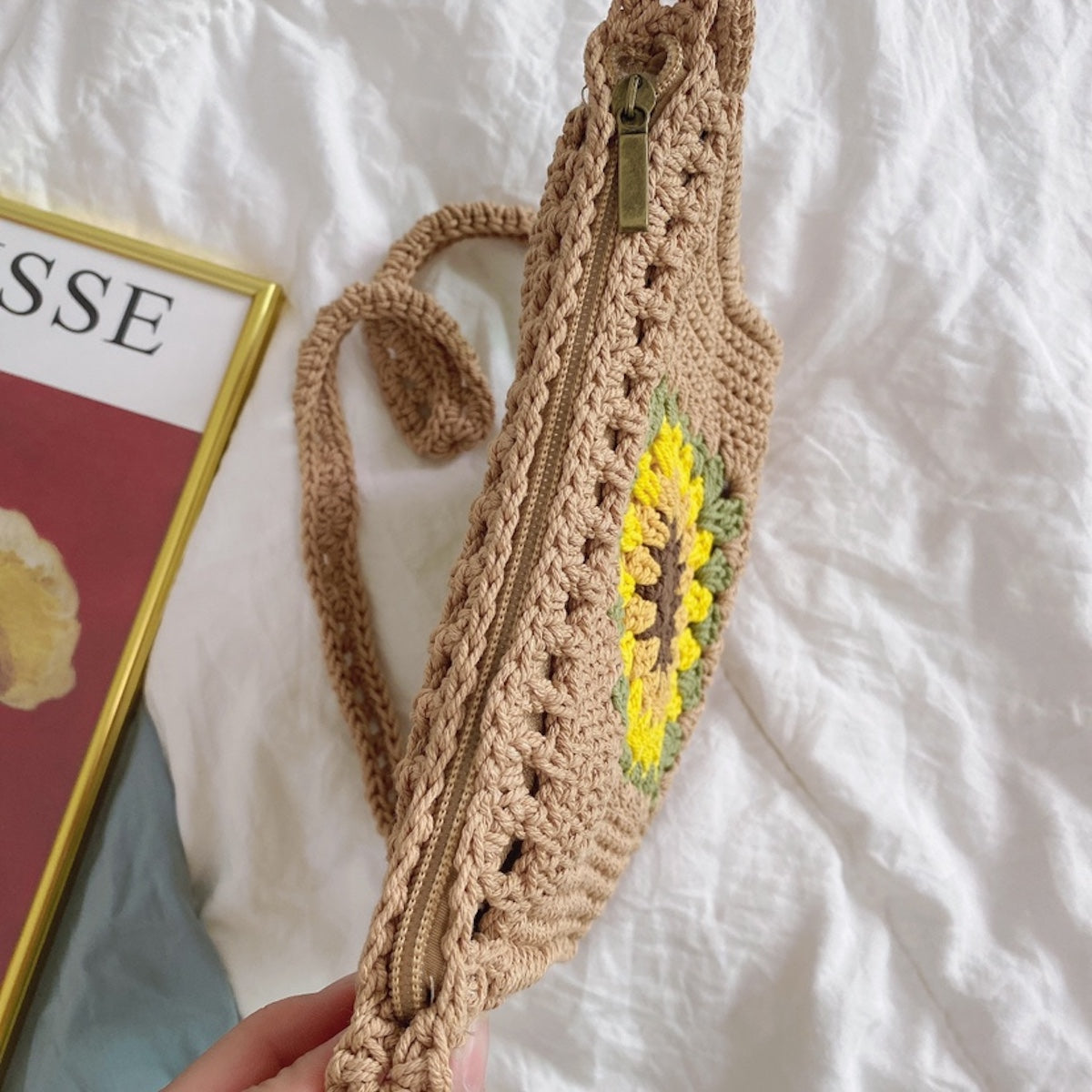 Buy Online High Quality, Unique Handmade Handmade Crochet Sunflower Purse, Hand Woven Crossbody Bag, Cotton Purse, Amigurumi Shoulder Bag, Crossbody Bag - Elena Handbags
