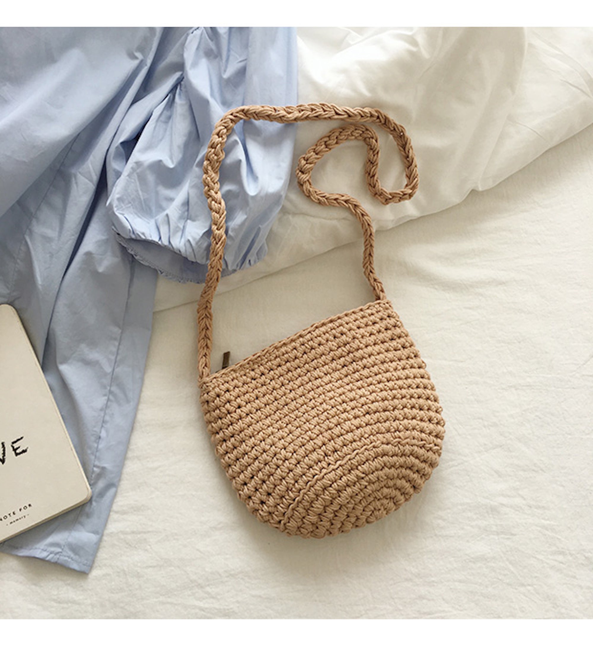 Buy Online High Quality, Unique Handmade Small Cotton Knitted Shoulder Bag, Handmade Crochet Bag, Fashion Casual Bag, Gift for Her, Women's Woven Bag - Elena Handbags