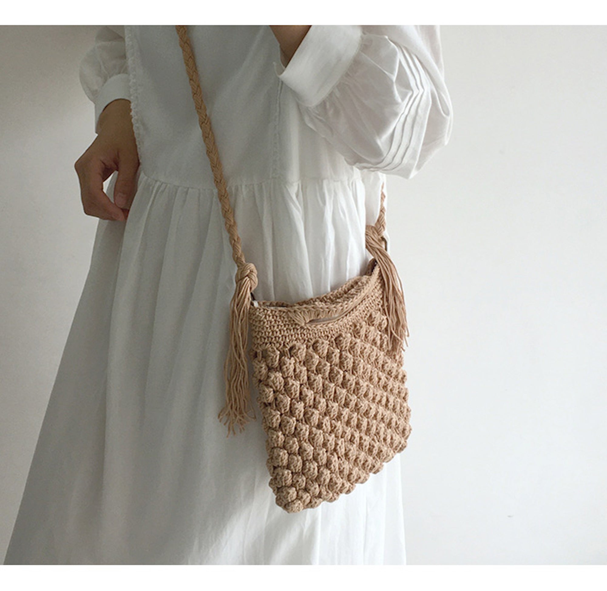 Buy Online High Quality, Unique Handmade Retro Cotton Knitted Shoulder Bag, Hand Woven, Fashion Casual Bag, Gift for Her, Women's Woven Bag - Elena Handbags
