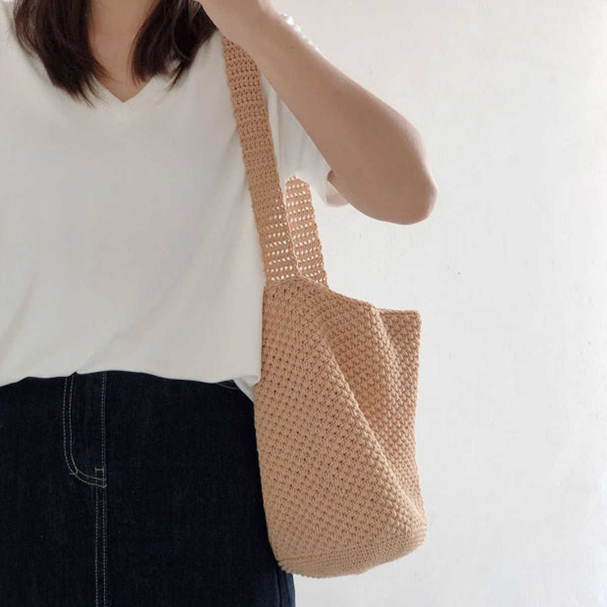 Buy Online Elena Handbags Crochet Shoulder Bag with Minimalistic Basket Design