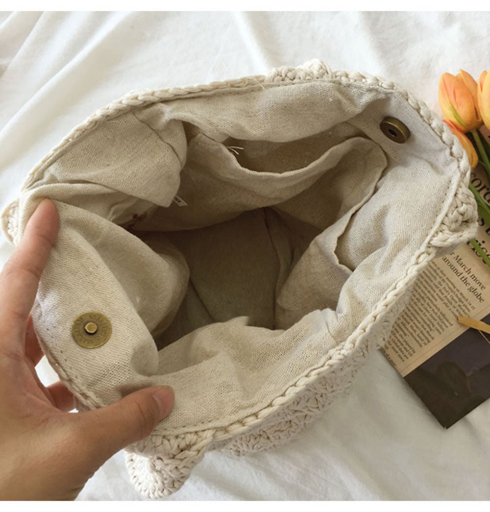 Buy Online High Quality, Unique Handmade Patterned Cotton Knitted Shoulder Bag, Hand Crochet Woven Purse, Fashion Casual Bag, Women's Purse Shoulder Bag - Elena Handbags