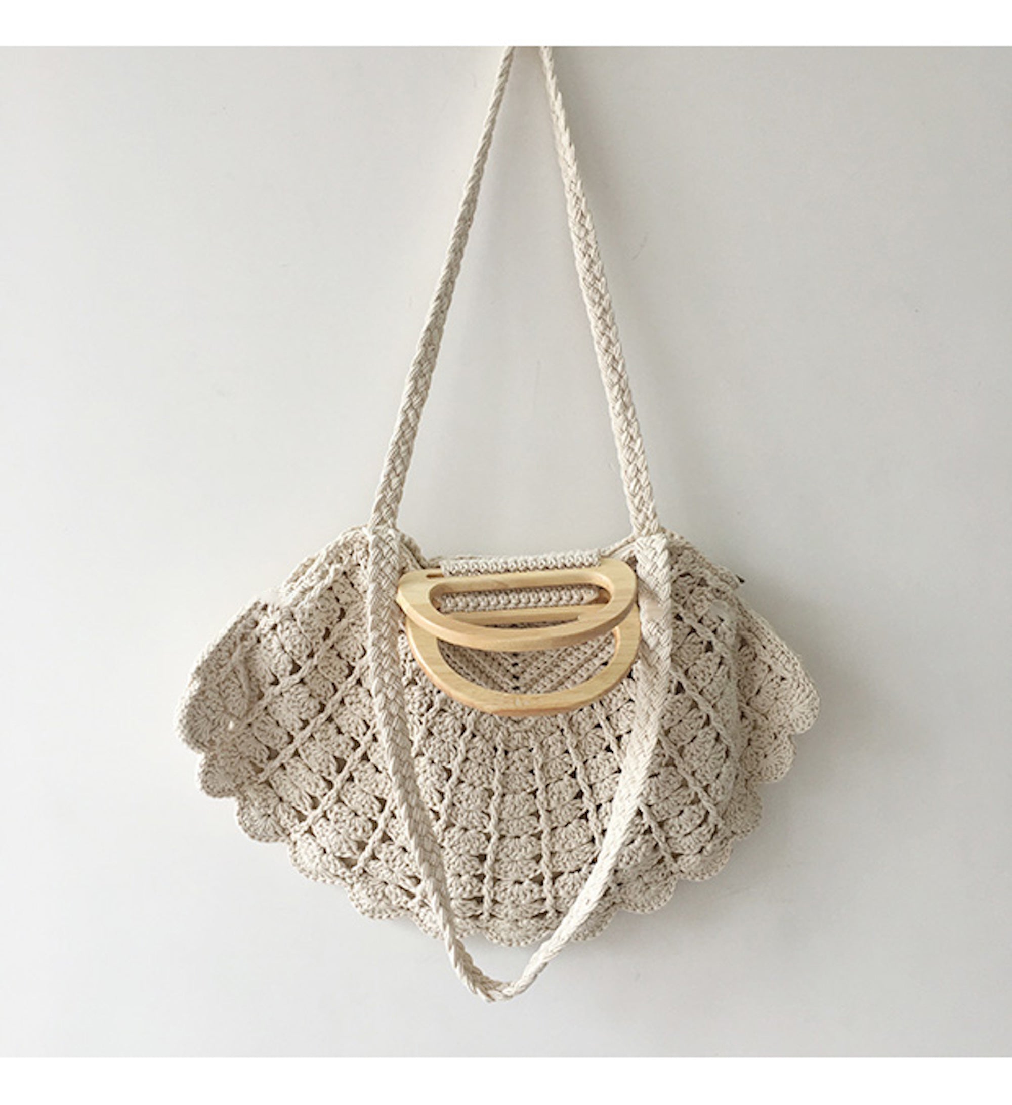 Buy Online High Quality, Unique Handmade Retro Artsy Shell Shaped Cotton Knitted Shoulder Bag, Handmade Woven, Fashion Crochet Bag, Gift for Her, Women's Shoulder Purse - Elena Handbags