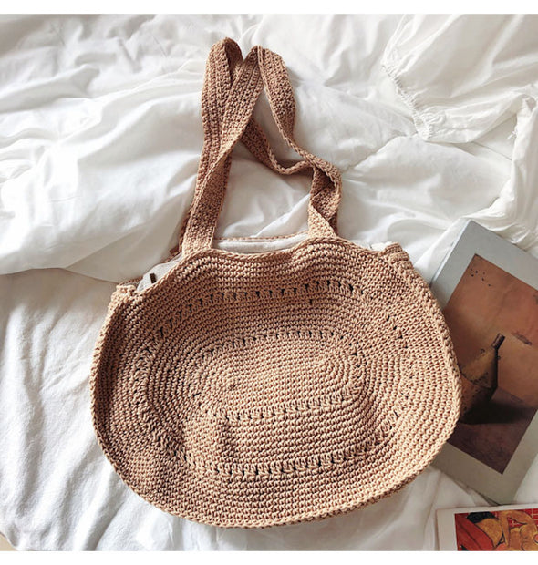 Buy Online High Quality, Unique Handmade Retro Artsy Cotton Knitted Shoulder Bag, Hand Woven, Fashion Casual Bag, Gift for Her, Women's Bag - Elena Handbags