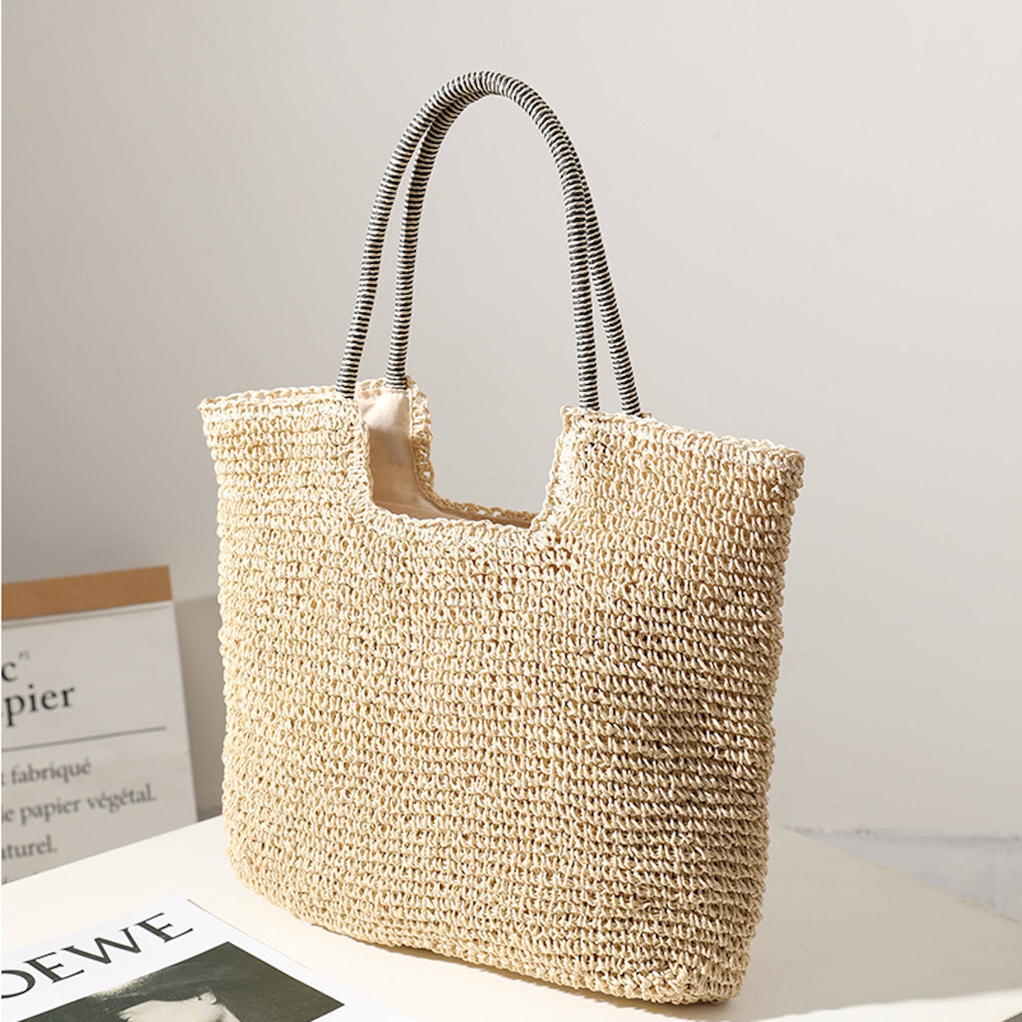 Buy Online High Quality, Unique Handmade Chic Straw Woven Tote Bag, Vintage Vibes, Summer Bag, Everyday Shoulder Bag, Beach Bag - Elena Handbags