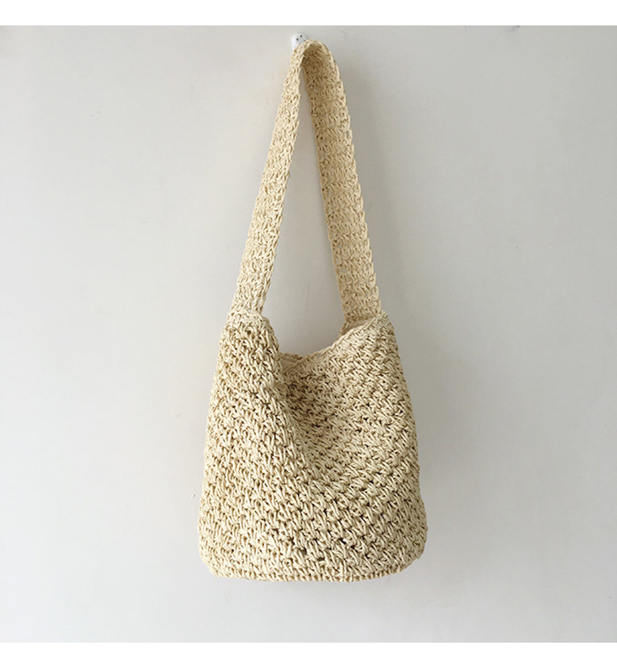 Buy Online High Quality, Unique Handmade Straw Shoulder Bucket Bag, Minimalistic Basket Design, Small Size, Handmade Summer Beach Purse, Raffia Bag - Elena Handbags